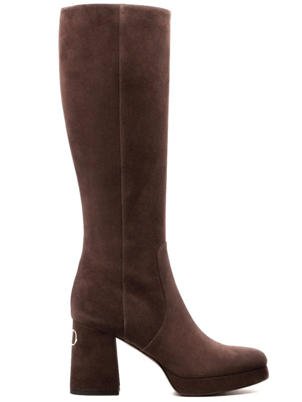 Valentino Garavani Fawcette V Logo Suede Platform Knee High Boots Heels